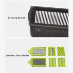 16PC Modern Multifunctional Push Vegetable Cutter Manual Food Chopper Stainless Steel Easy Clean Dishwasher Kitchen Accessory - Image 6